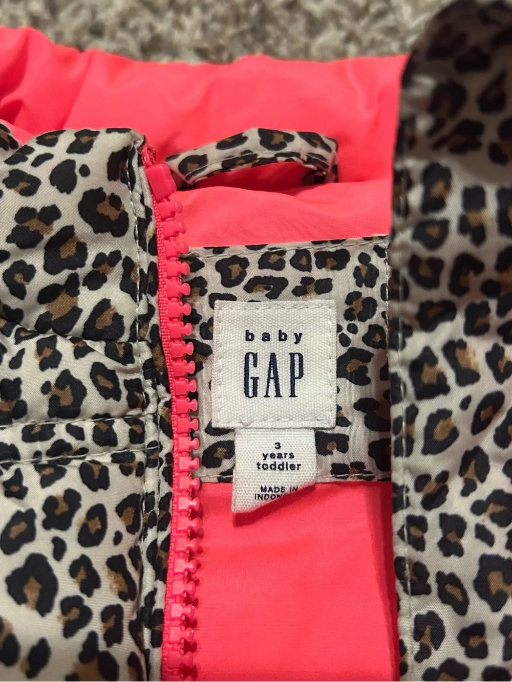 GAP Baby Leopard Print Vest with Neon Pink Trim